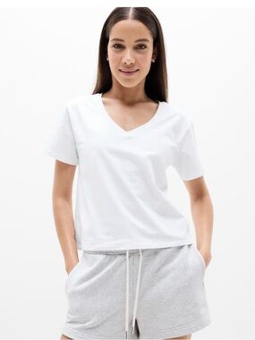 Athleta White Essential V-Neck Women's Tee